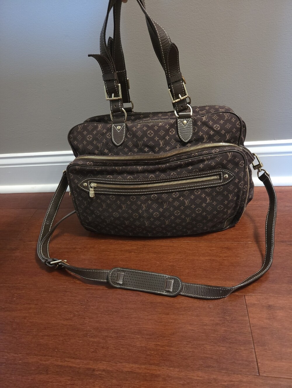 Designer-Inspired Brown Monogram Shoulder Bag/Diaper Bag